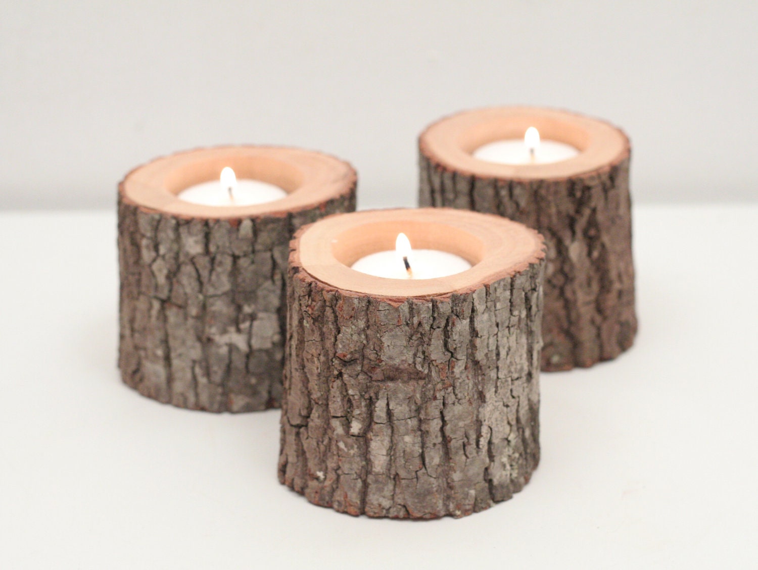Tree Branch Candle Holders Set of 3 Short- Rustic Wood Candle Holders, Wooden Candle Holders, Wedding Centerpiece