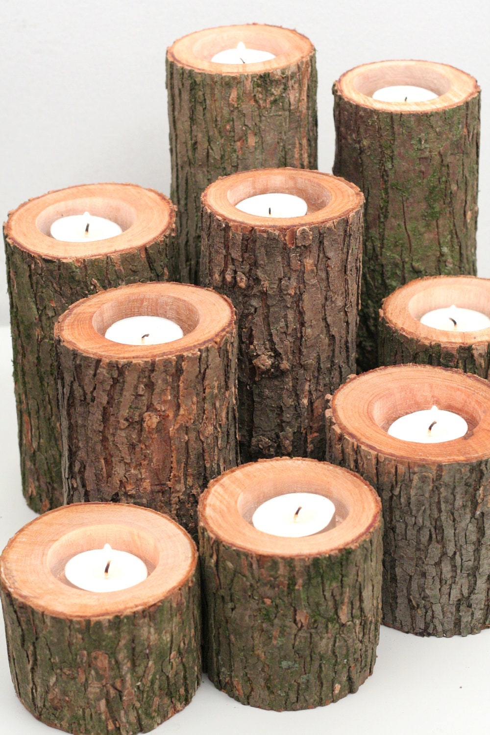 Tree Branch Candle Holders I- Rustic Wood Candle Holders, Tree Slice, Wooden Candle Holders
