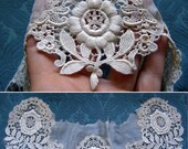 Antique Lace French Vintage Lace Embroidery Schiffli Flowers 1800's Trim Dress Applique - AntiqueDelights