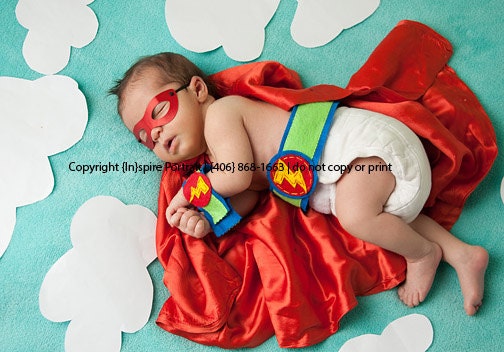Newborn Superhero Mask - CHOOSE Your Color - Photography Prop Halloween Costume for Infant Baby Boy or Girl