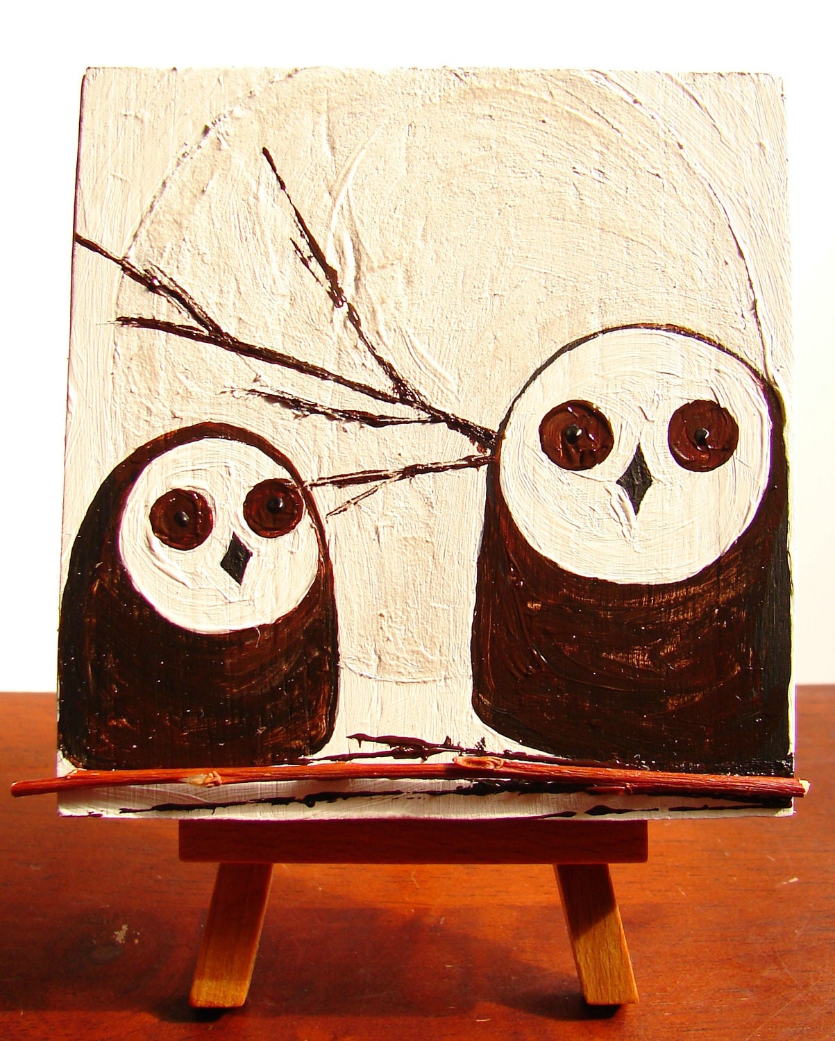 Home Decor, Wall Decor, Office Decor, Barn Owl Wall Art, Home Decorating-Owl Decor-Mini Art Painting, Mini Barn Owls, Nursery Art