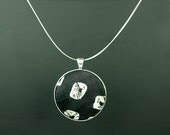 Kimono Medallion Choker, Statement Necklace, Geometric, Black, Shibori