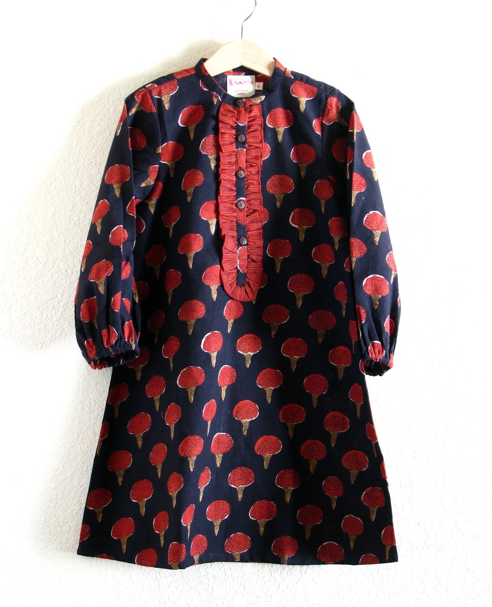 Boutique 'GHENDA'- vegetable dyed kalamkari print cotton dress-2T 3T 4T girls 5 6