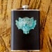 Aged brass winged tiger flask. beautiful black leather wrapped stainless steel flask. great gift.
