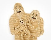 Yeti Family (3 members) - Articulated Paper Dolls by Dubrovskaya. Kraft paper, hand painted, MADE TO ORDER.