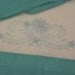 Vintage Pillowcases pair set cotton - blue Embroidered flowers green hem trim
