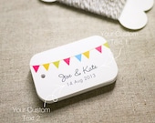 Colorful Bunting Flags Personalized Large Gift Tags - Wedding Favor Tags - Thank you tags - Gift Tags - Set of 24 (Item code: J317)