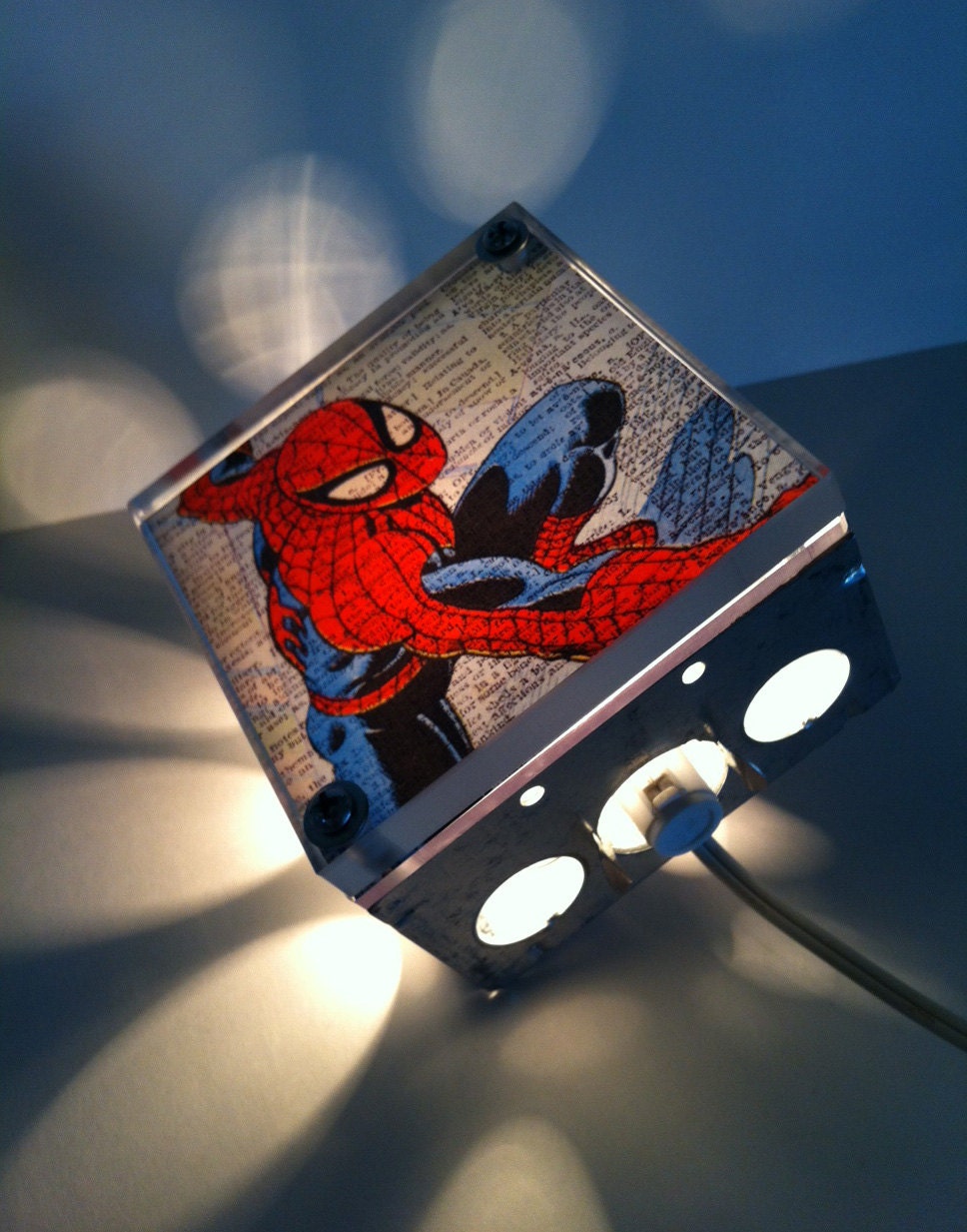 Spiderman Superhero - Repurposed Vintage Dictionary Print Design Night Light