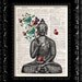 Buddha Butterflies -  Vintage Dictionary Print Vintage Book Print Page Art Upcycled Vintage Book Art