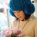 Blue Hand Knit Hat The Ear Flap Hat Chunky Knit Autumn Accessories Winter Accessories Fall Fashion