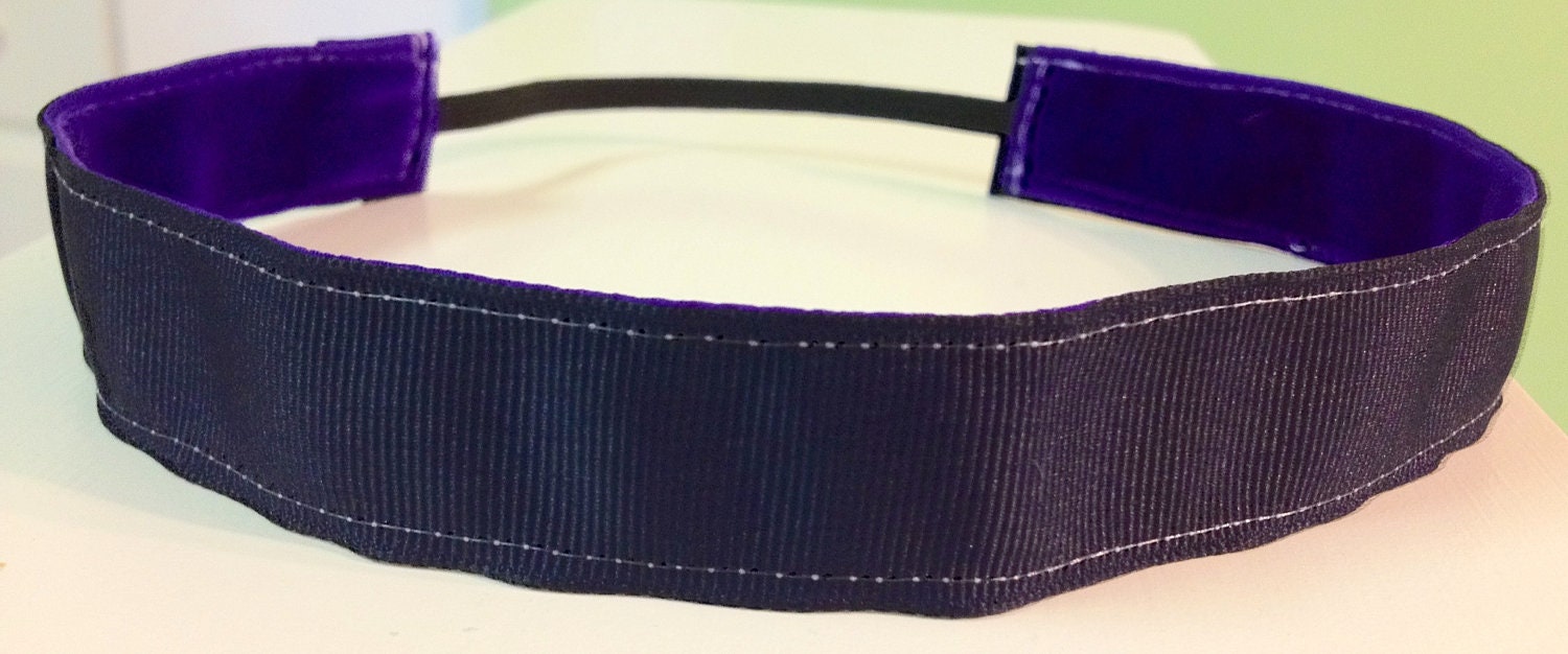 NOODLE HUGGER Non slip ribbon headband - navy blue - 7/8 inch (running, working out, everyday: women and girls)