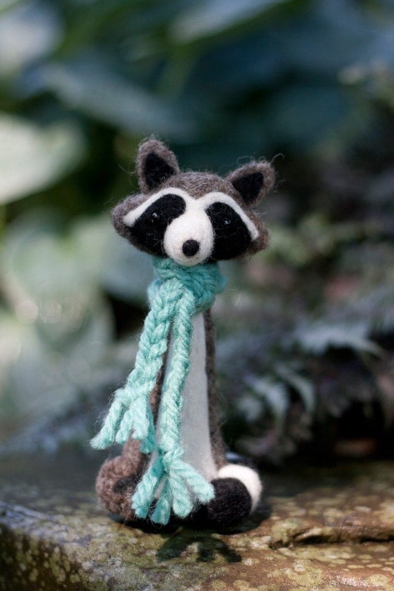 Oliver, needle felted collectable raccoon