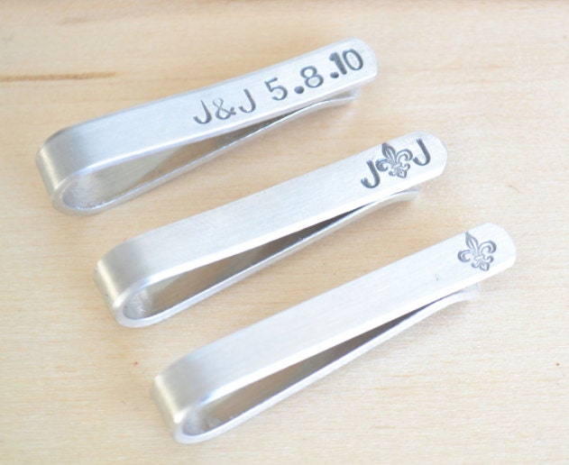 Personalized Tie Bar - hand stamped mens accessories inspired by heirloom industrial chic metal handcrafted in the USA