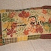 Primitive Quilt Pieced HomeSpun Patchwork Hand Painted Stenciled Lg Pillow " AUTUMN BLESSINGS " Fall Decoration Halloween