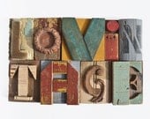 custom sign letters vintage wood original art typography  by Elizabeth Rosen