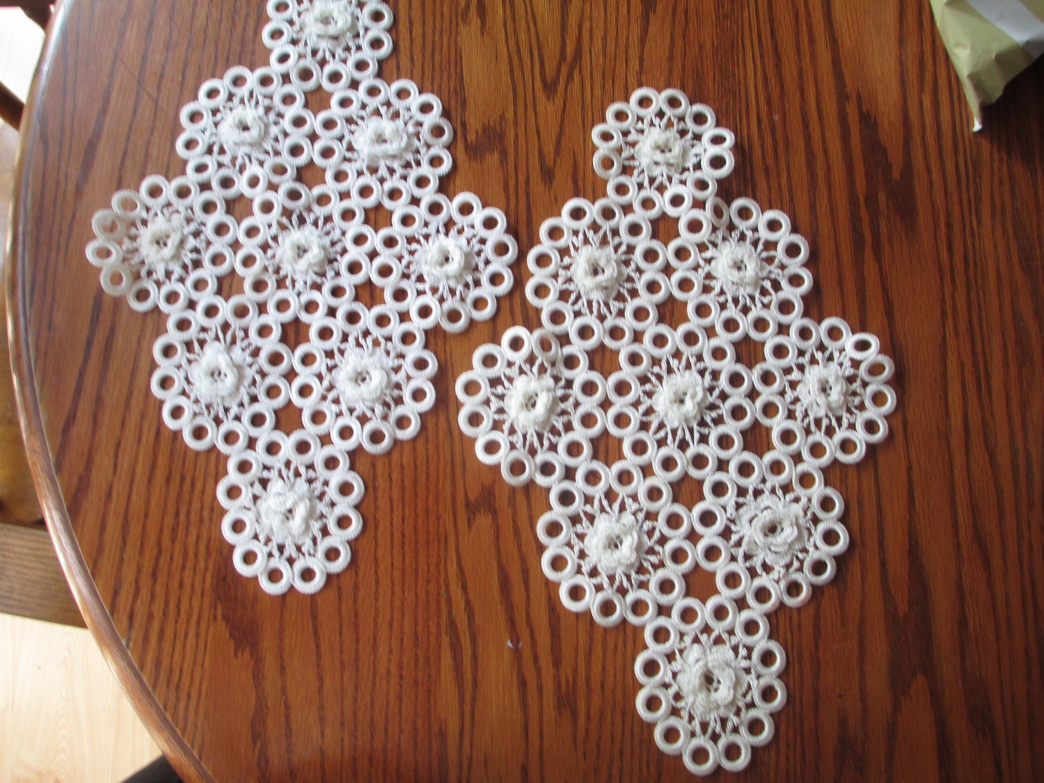 Set of two crochet  roses lace dollies