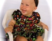 Beautiful Parley Ray Happy Halloween Polkadots All Around Ruffle Skirt Peasant Style Blouse and Bracelet Ruffled Diaper Cover