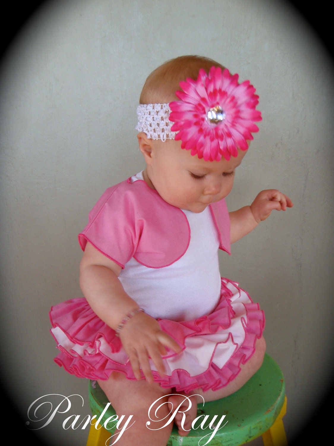 Beautiful Parley Ray Baby Girls Ruffle Skirt and Shrug Pink all around Ruffled Baby Bloomers/ Diaper Cover / Photo Props