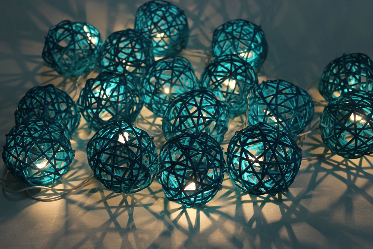 Turquoise colors rattan ball wedding/Party String by thailights
