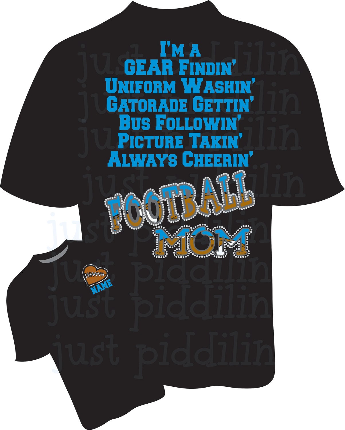Bling Football Mom Custom T-Shirt Unisex Small-Xl
