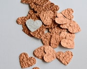 50 Copper Heart Punches/Confetti -Handmade Recycled Paper/ Rustic Wedding/ Anniversary/ Bridal Shower/ Gift Tag/ Table Decor/ Cardmaking