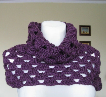 crocheted womens neckwarmer ANY COLOR purple plum shoulder warmer cowl made to order - delectare