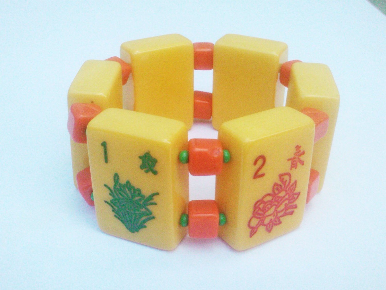 Vintage 1930s Bakelite Mahjong Tile Bracelet