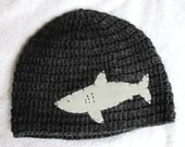 Shark Boy Hat with Felt Applique sizes 12-24 & 2T-4T