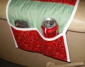 Green Gingham and Red Bandana Chair Caddy with white trim