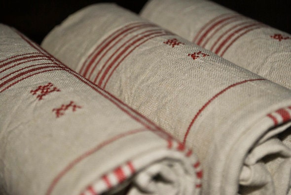 Antique French Linen metis tea towels, Torchon, Monogramed HE, Cottage Chic, vintage housewares, French Kitchens, vintage supplies