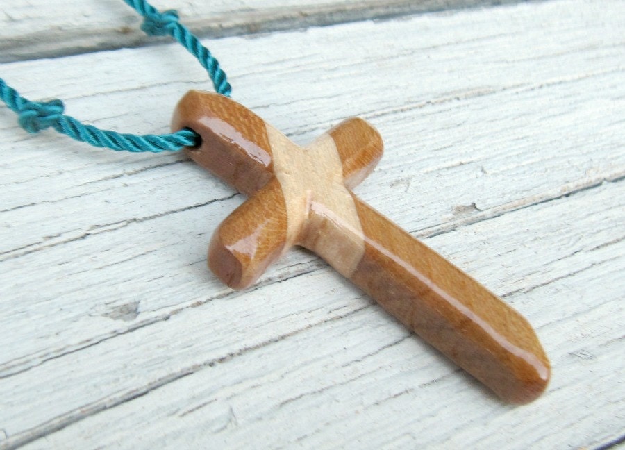 Wood Cross Pendant - Cherry & Maple - Jewelry for Men