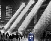 Doctor Who mousepad dr who tardis in grand central station mouse mat,  New York City,  vintage black and white photo