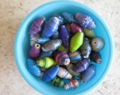 Round Recycled Paper Beads, Watercolor Bead Mix