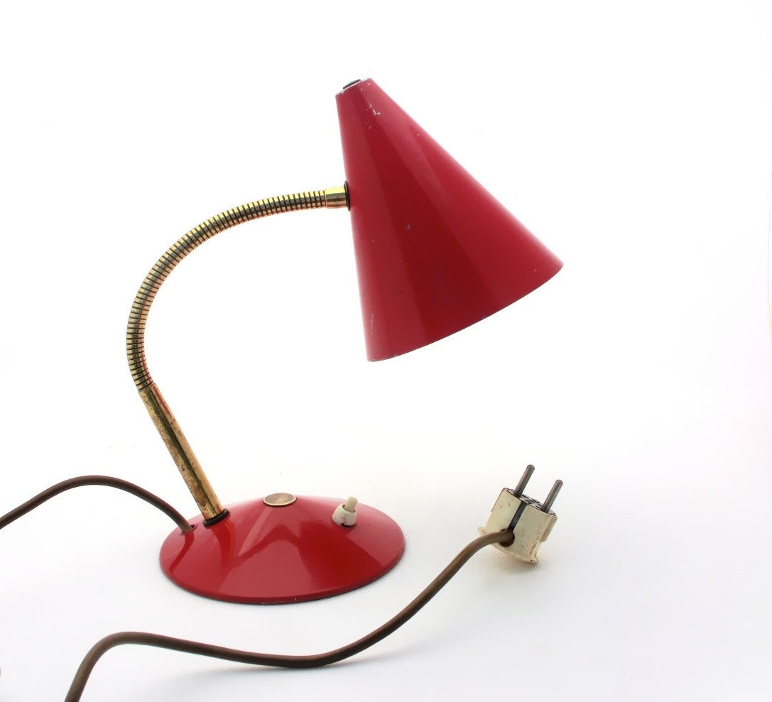 Mid century red neck goose lamp
