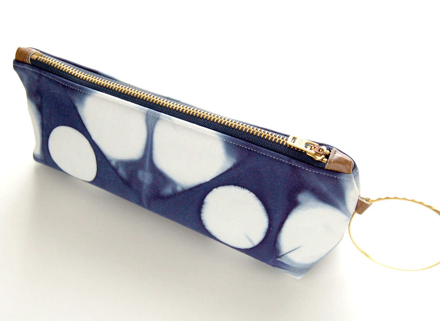 100% Organic Cotton Shibori Clutch - Navy Shibori Wristlet Clutch - Marine