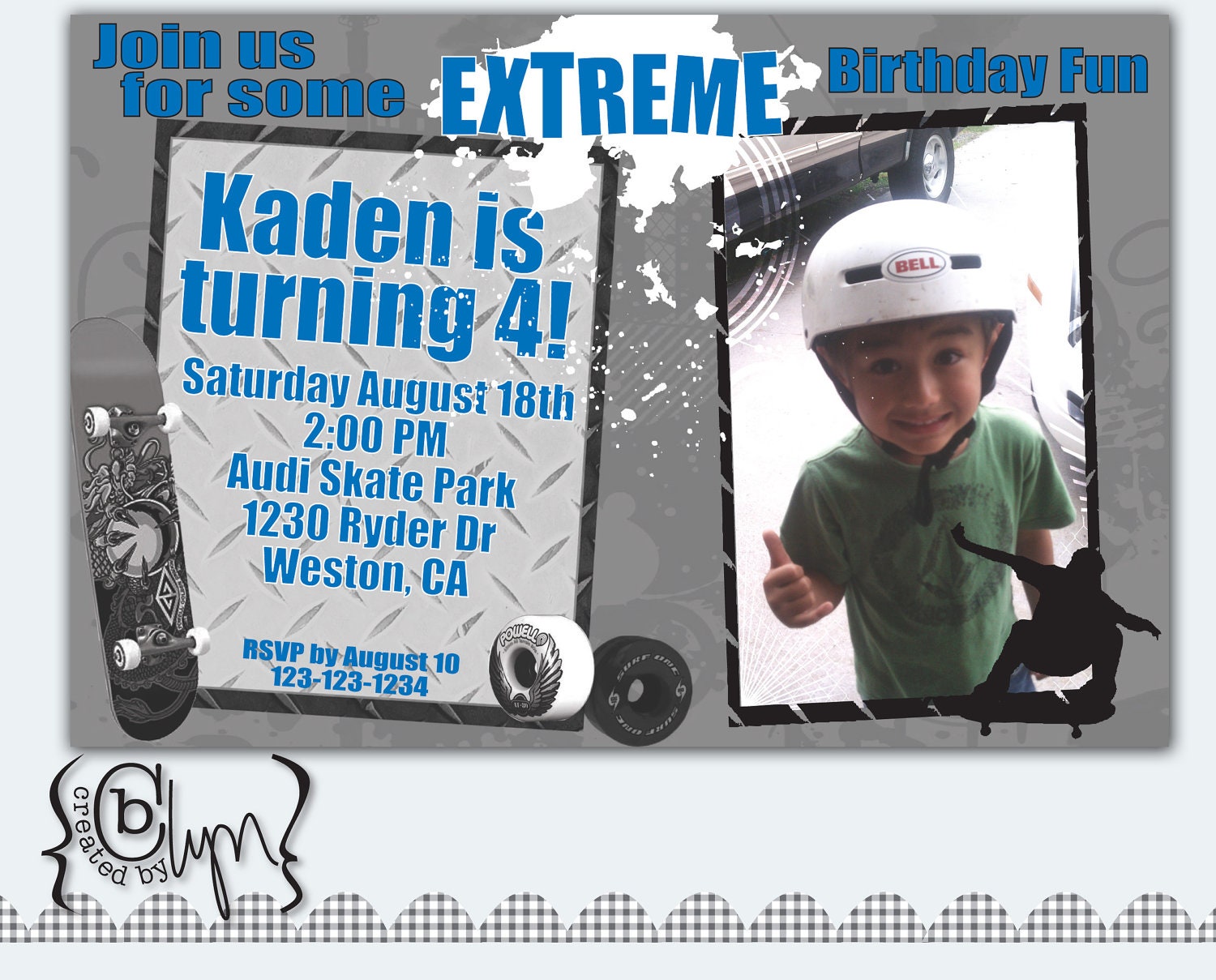Skateboard Birthday Party Invitation