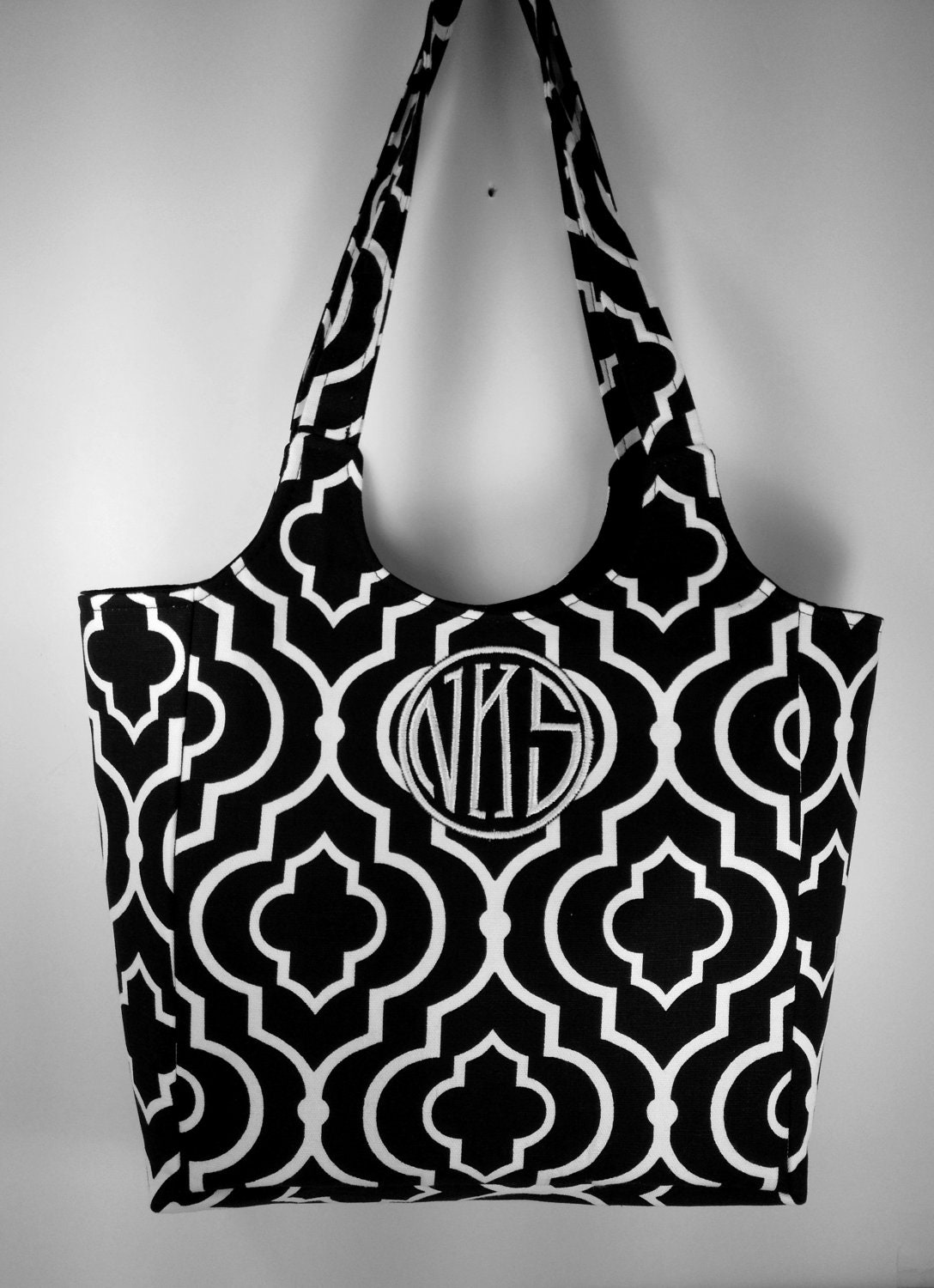 Black and White Moroccan Ava Rose Tote Purse...From Annika in Chautauqua