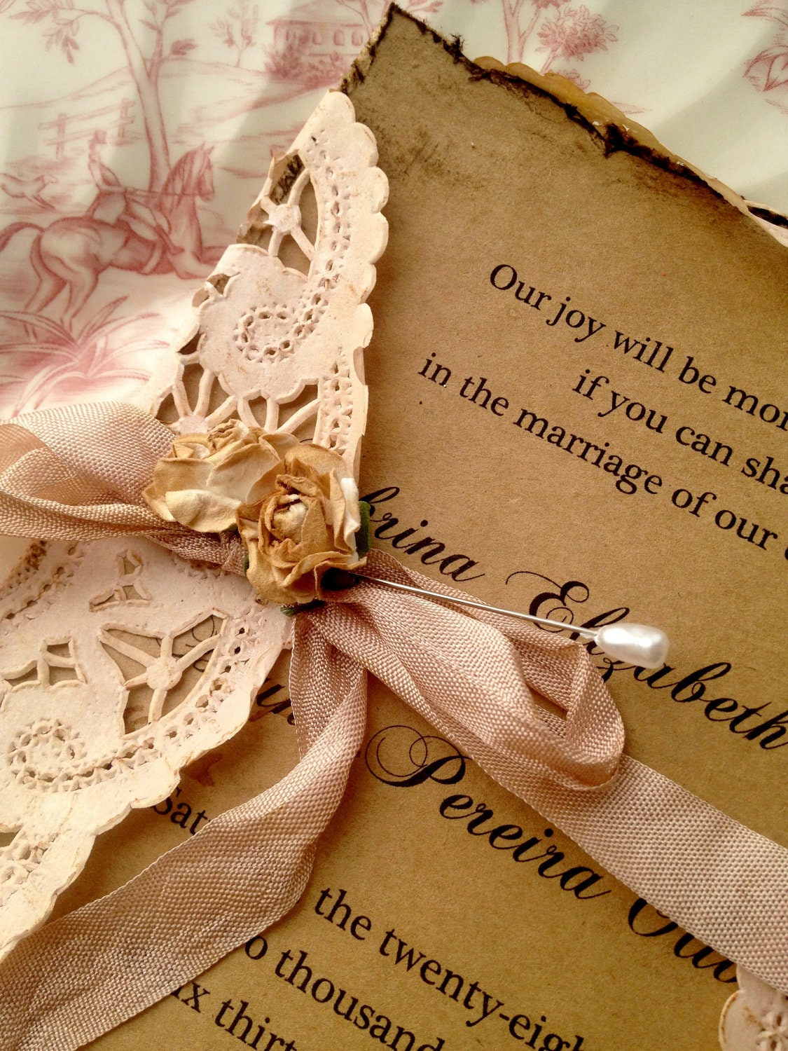Reserved - Jessie - 30 High End Handmade Invitations plus 50.00 rush surcharge for Mid June delivery