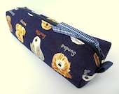 Boxy pencil pouch Pencil case Scottie Dog Navy blue Indigo Mustard yellow  Makeup pouch Zipper Pencil pouch