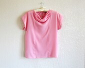 80's BABY PINK cowl neck sheer blouse / sheer top / cotton candy pink / pretty in pink