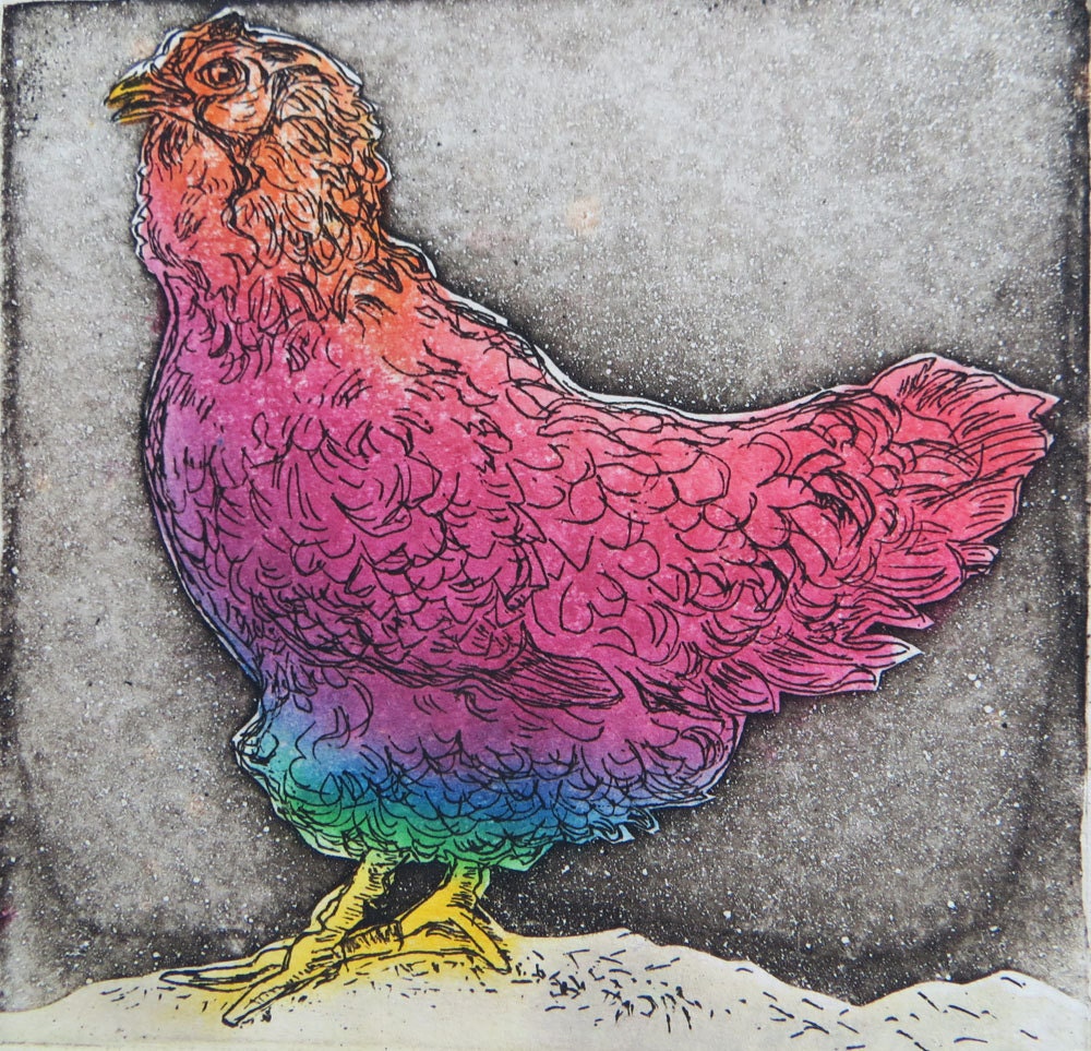 A collaborative print: Hen