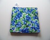 Country Decor, Big Juicy Blueberries on white, Set of Two, Hot Pads, Trivets, Pot Holders