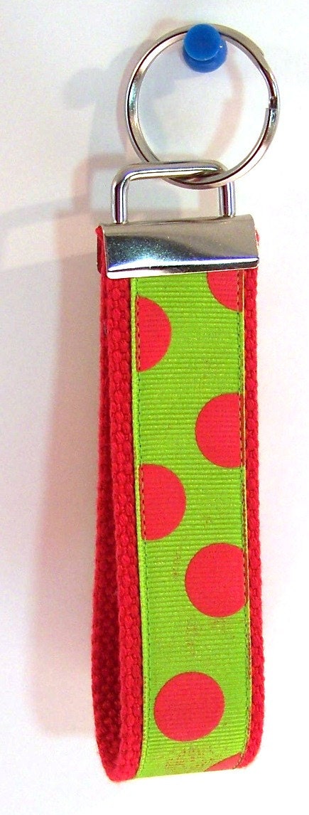 Big Red Dots, Key Fob, Key Chain, Wristlet