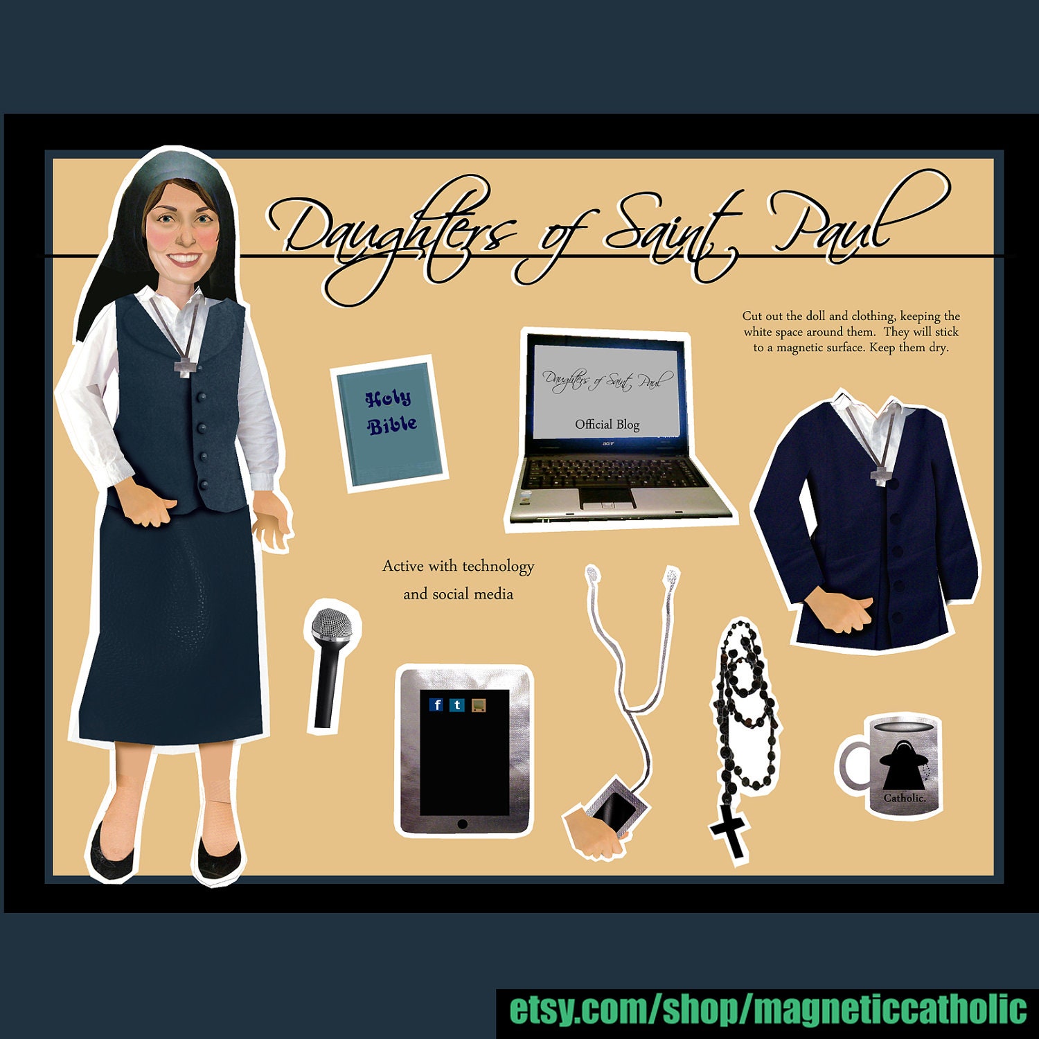 Catholic Daughters of Saint Paul What do they Wear magnetic dress up paper doll
