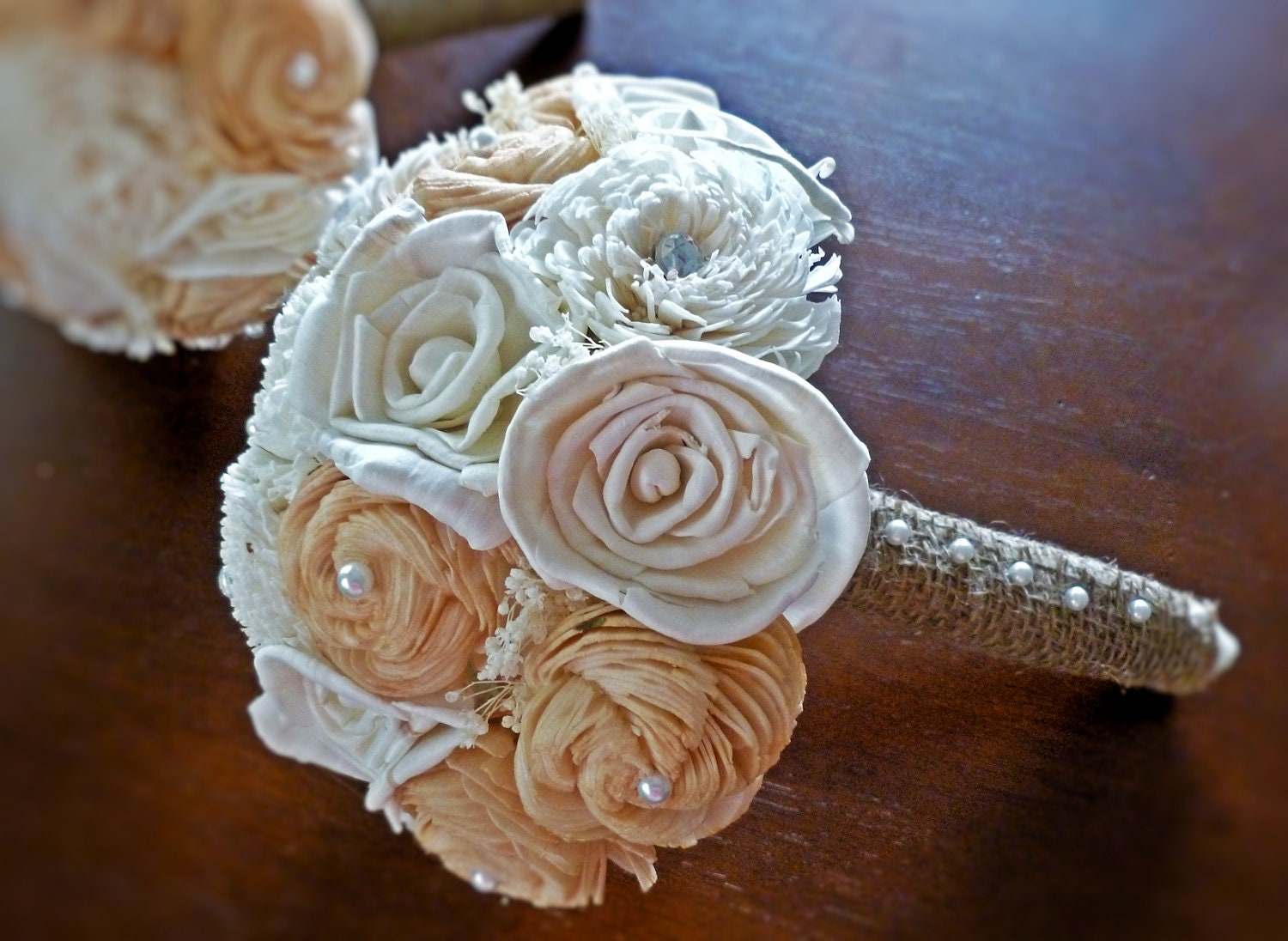 Handmade Custom Wedding Bouquet- Champagne Ivory Bridal Bridesmaid Bouquet, Alternative Bouquet, Fall Autumn Bouquet Keepsake Bouquet