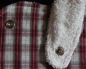 Red Plaid Bib, Side Snap
