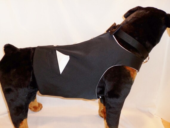 RockinDogs Custom Large Dog Tuxedo Vest and Bow Tie Collar Set. Match your wedding colors