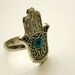 Adjustable Silver Ring Evil Eye Hand of Fatima Middle Eastern Turkish