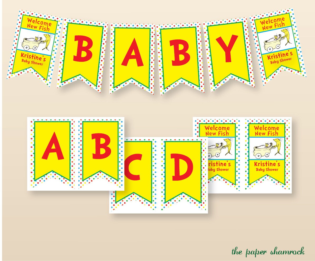 Baby Shower - Dr Seuss Printable Banner, Party Banner, Baby Shower Banner Il_570xn