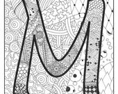 Letter M Monogram / / Art Print / / 8 x 10
